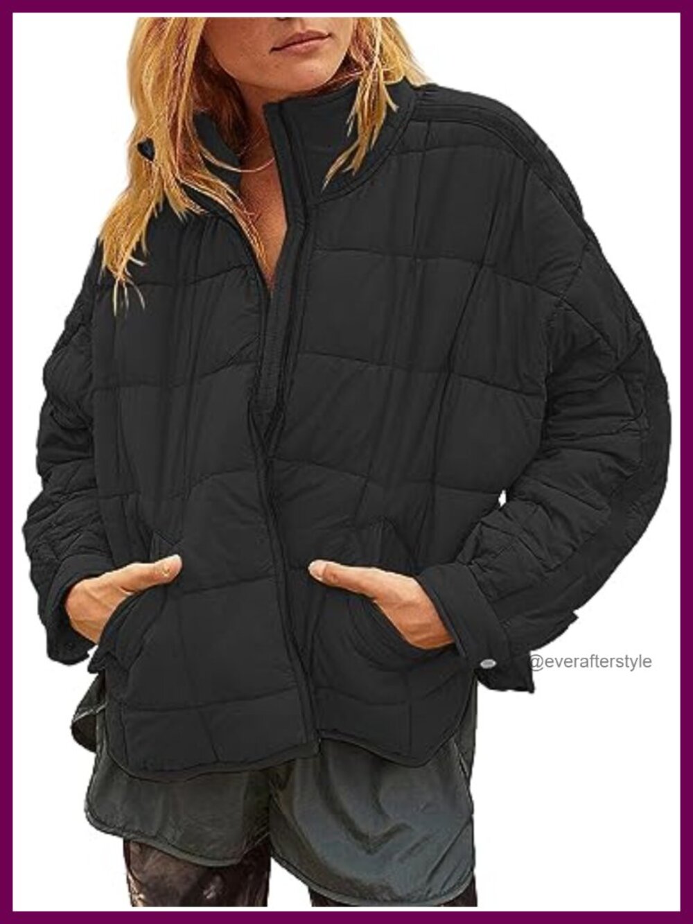 Quilted Puffer Jacket Cropped Lightweight Coat for Women